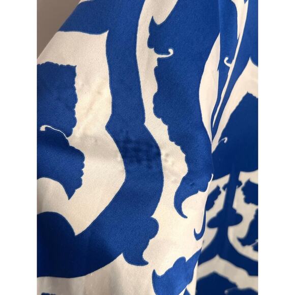 Natori Floral Bishop Sleeve V-Neck Robe Maxi Dress Blue/White Women's Size XL - Picture 7 of 11